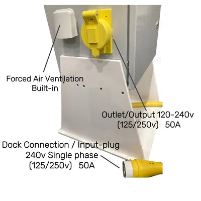 AE Dock Isolation Transformer + Smart Monitoring with High/Low Voltage Protector and Soft Start, 12KW or 15KVA, PRI or Input 240V, SEC or Output 120/240V, 50A 60Hz, Single phase MOD 30312