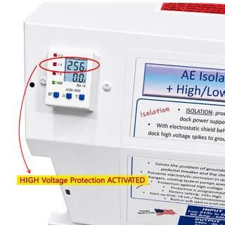 AE Isolation Transformer plus High/Low Voltage Protector and Soft Start, 12KW or 15KVA, PRI or Input 240V, SEC or Output 120/240V, 50A 60Hz, Single phase